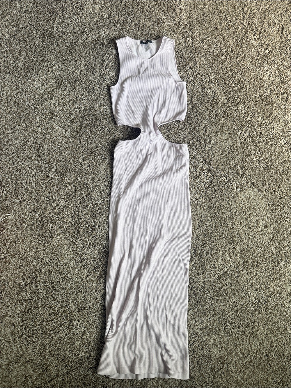 Lulu's Pale Lavender Ribbed Cutout Maxi Dress